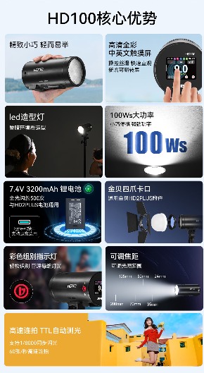 小巧便携，离机闪光！金贝HD100小型外拍闪光灯正式上市(图2)