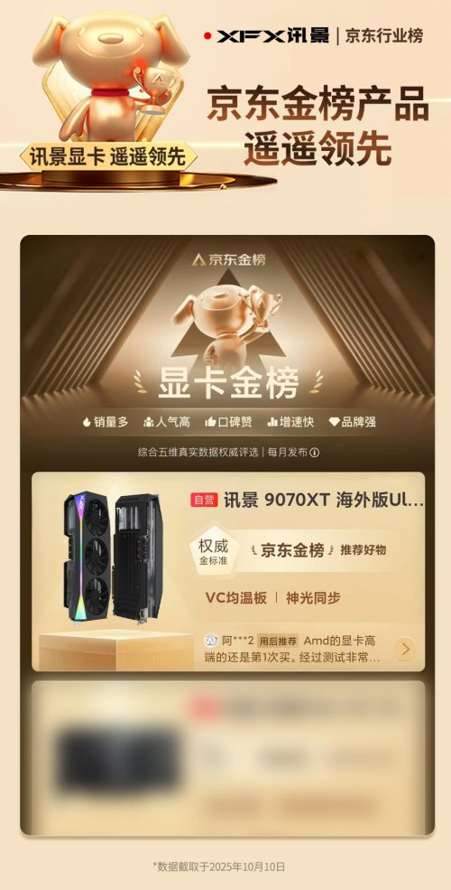 讯景9070XT OC海外版Ultra斩获2025京东金榜产