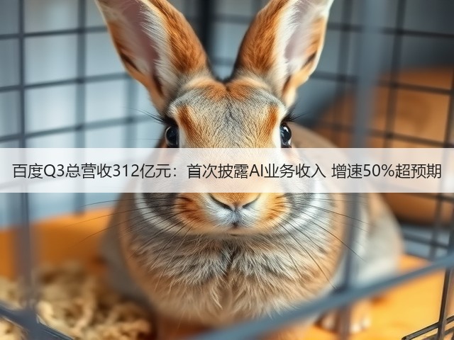 百度Q3总营收312亿元:首次披露AI业务收入 增速50%超预期(图1) 百度Q3总营收312亿元:首次披露AI业务收入 增速50%超预期(图1)