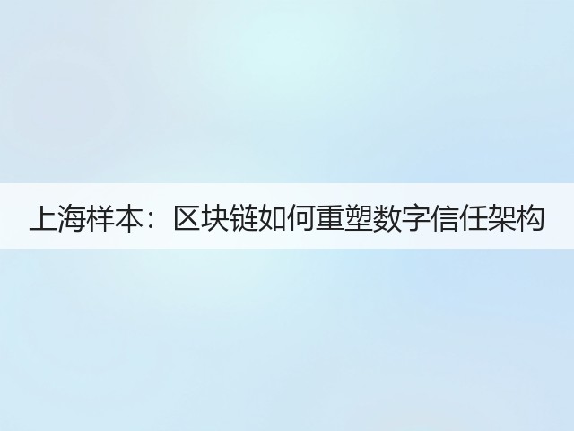 上海样本：区块链如何重塑数字信任架构(图1)